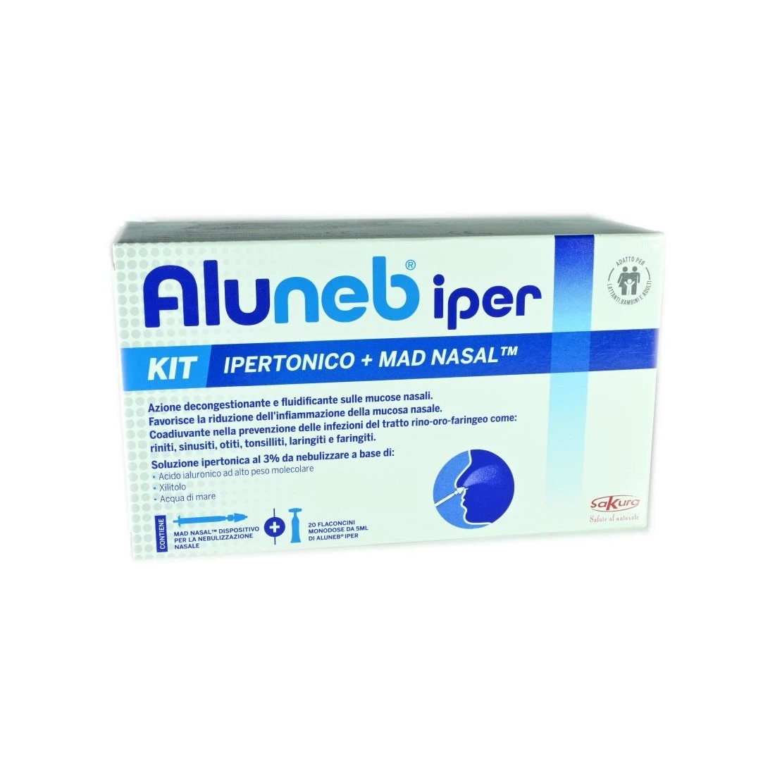 Aluneb Iper Kit Ipertonico + MAD Nasal Con Nebulizzatore 3 Aluneb Iper Kit Ipertonico + MAD Nasal Con Nebulizzatore