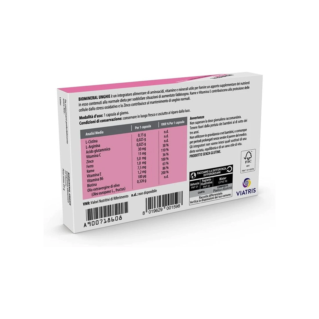 Biomineral Unghie 30 Compresse Integratore Alimentare Rinforzante 4 Biomineral Unghie 30 Compresse Integratore Alimentare Rinforzante - immagine 2