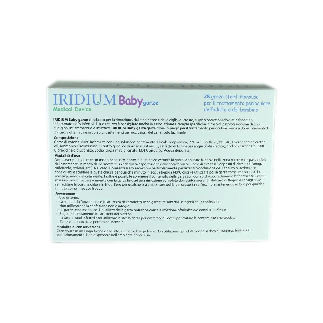Iridium Baby 28 Garze Oculari Detergenti Lenitive 4 Iridium Baby 28 Garze Oculari Detergenti Lenitive - immagine 2