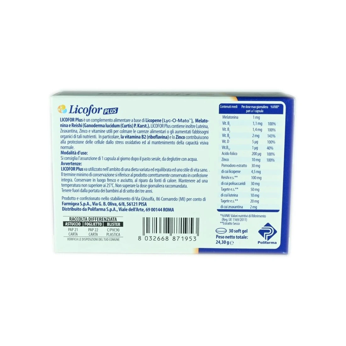 Licoflor Plus 3 Capsule Capacità Visiva 4 Licoflor Plus 3 Capsule Capacità Visiva - immagine 2