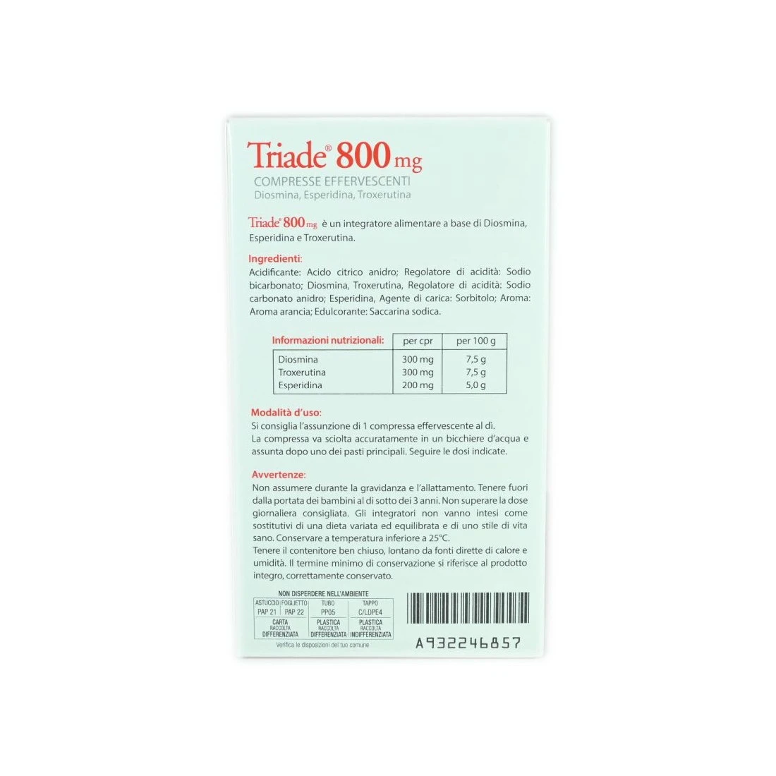 Triade 800 Mg 30 Compresse Effervescenti Vasotonico 4 Triade 800 Mg 30 Compresse Effervescenti Vasotonico - immagine 2